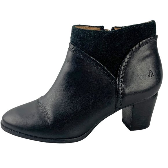 JACK ROGERS‎ Chandler Black Leather Whipstitch Zip Booties - Picture 2 of 12